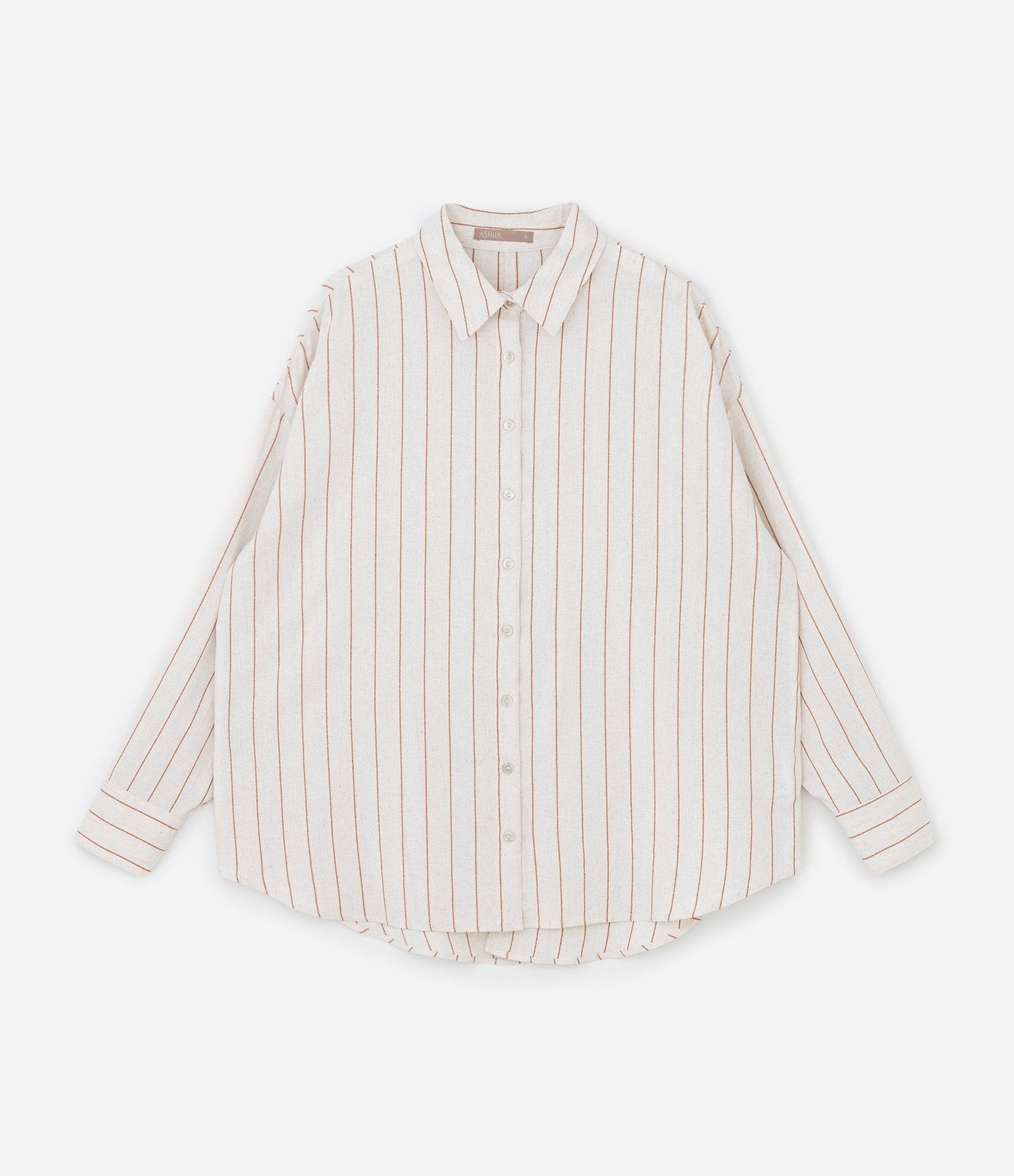 Camisa em Viscolinho Listrada com Lacinhos nas Costas Curve & Plus Size Off White 5