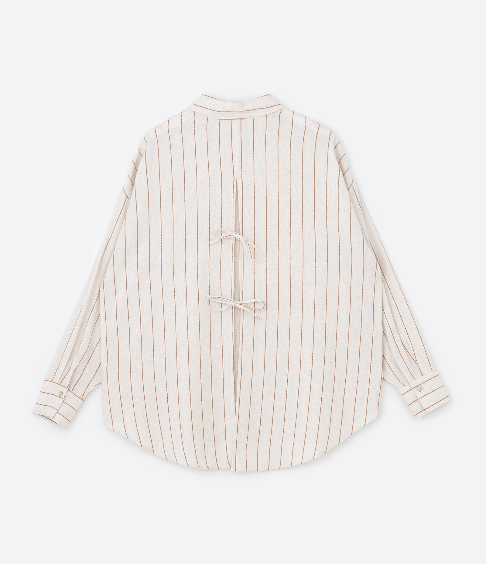 Camisa em Viscolinho Listrada com Lacinhos nas Costas Curve & Plus Size Off White 6