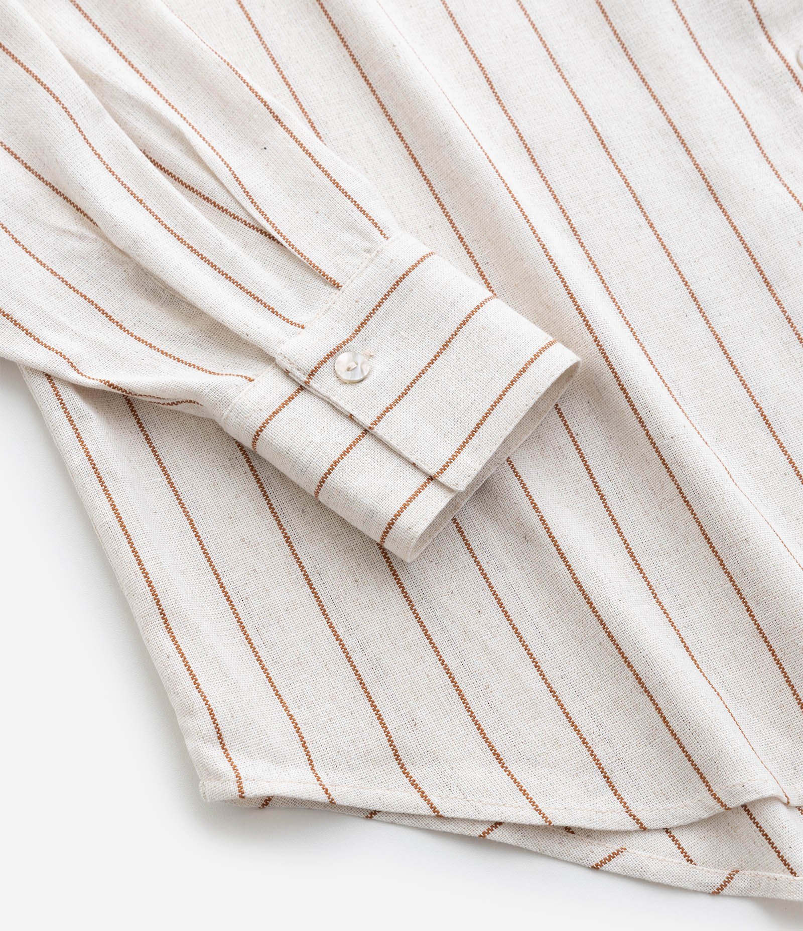 Camisa em Viscolinho Listrada com Lacinhos nas Costas Curve & Plus Size Off White 9