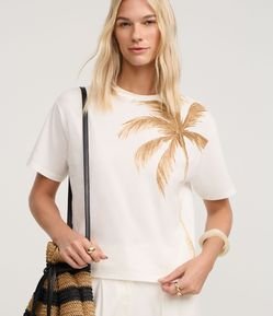 Blusa Boxy em Algodão com Estampa Coqueiro