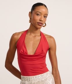 Body Frente Única em Jersey com Decote Degagê