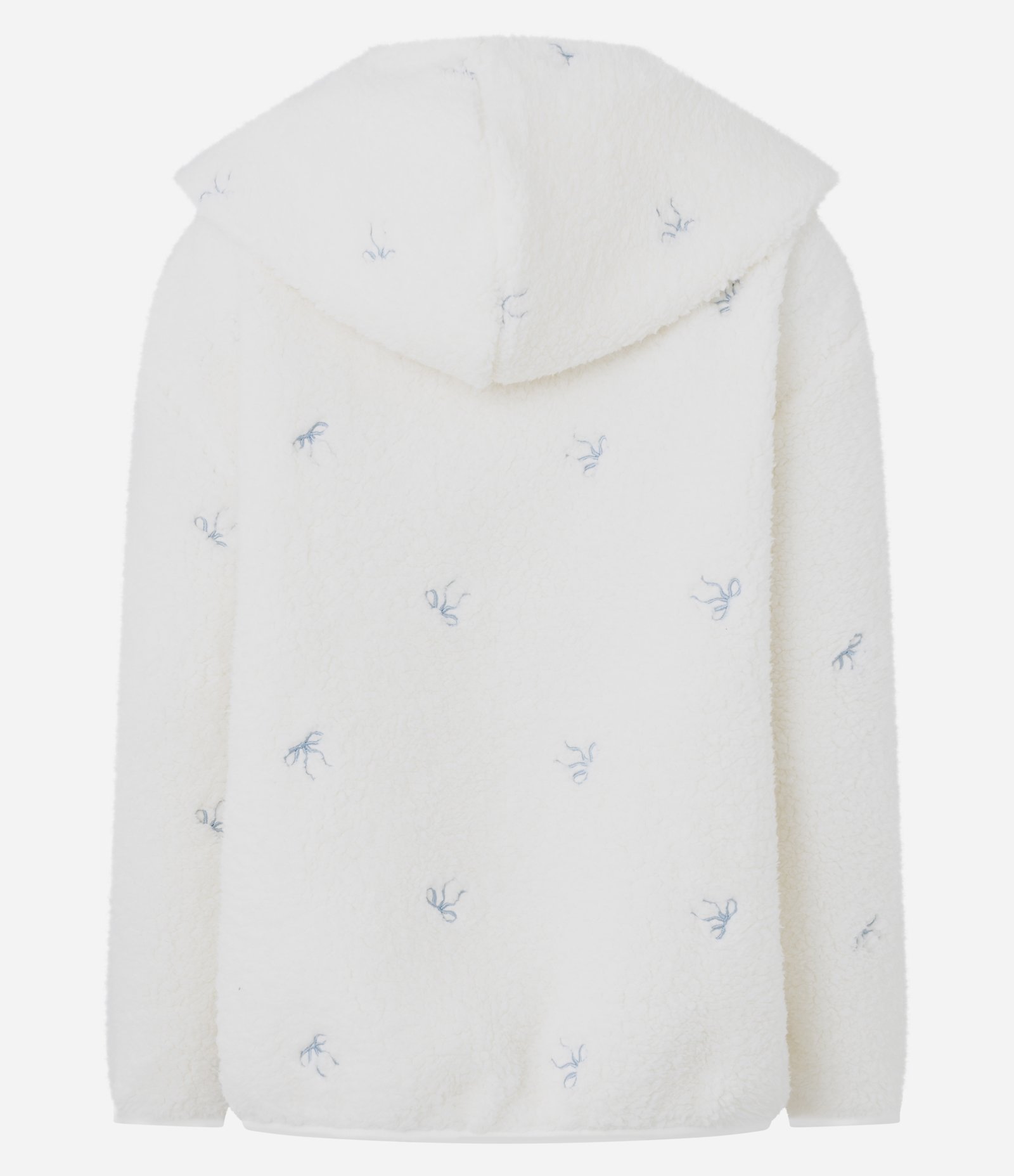 Robe Regular em Sherpa com Laços Bordados Branco 3