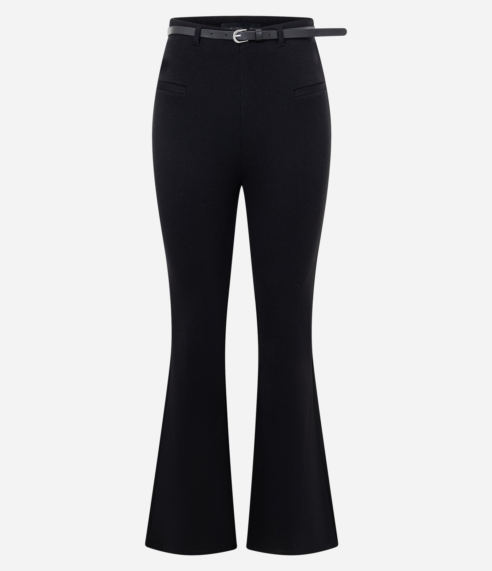 Calça Flare em Ponto Roma com Cinto Preto 1