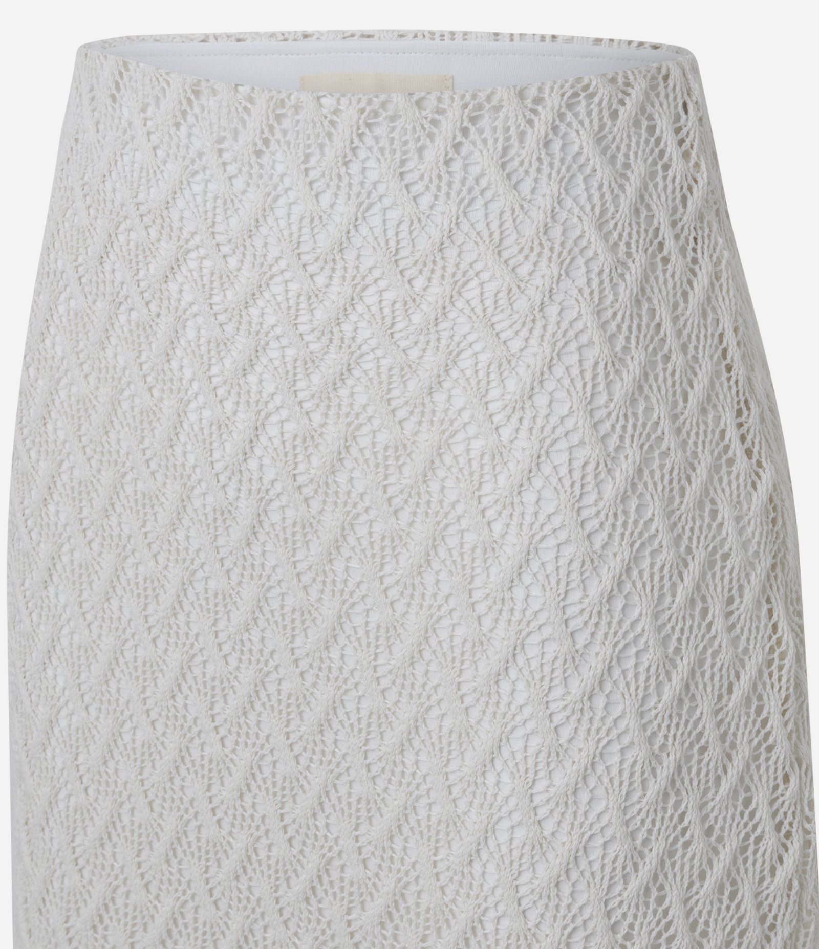 Saia Midi em Renda de Efeito Crochê Off White 8