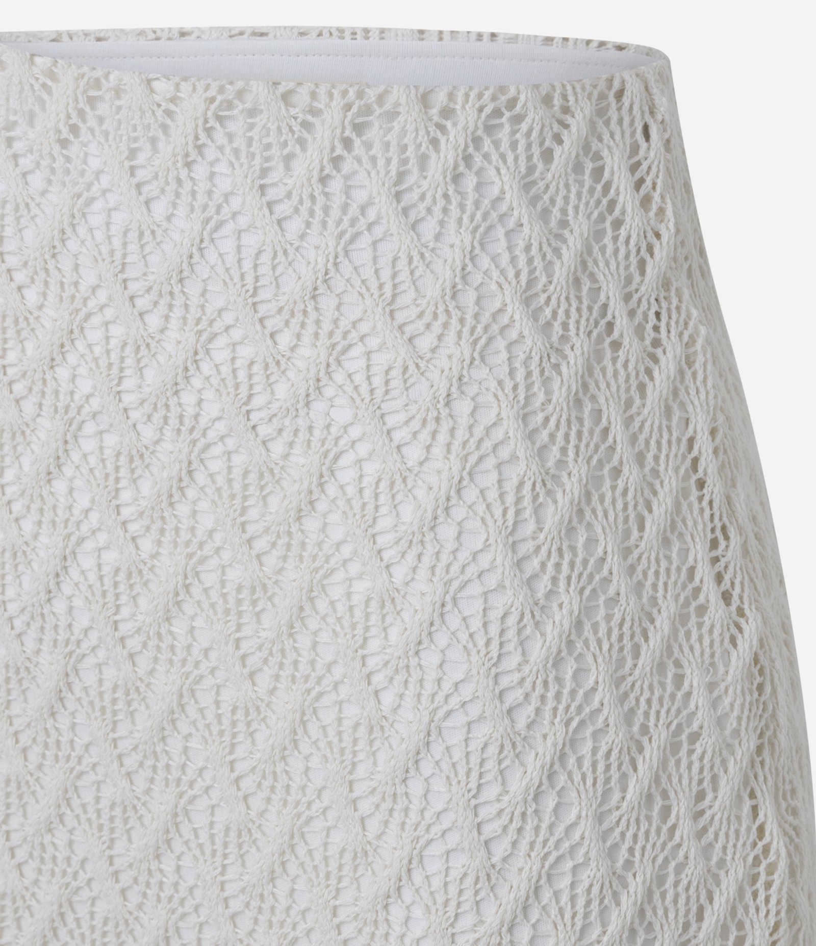 Saia Midi em Renda de Efeito Crochê Off White 9