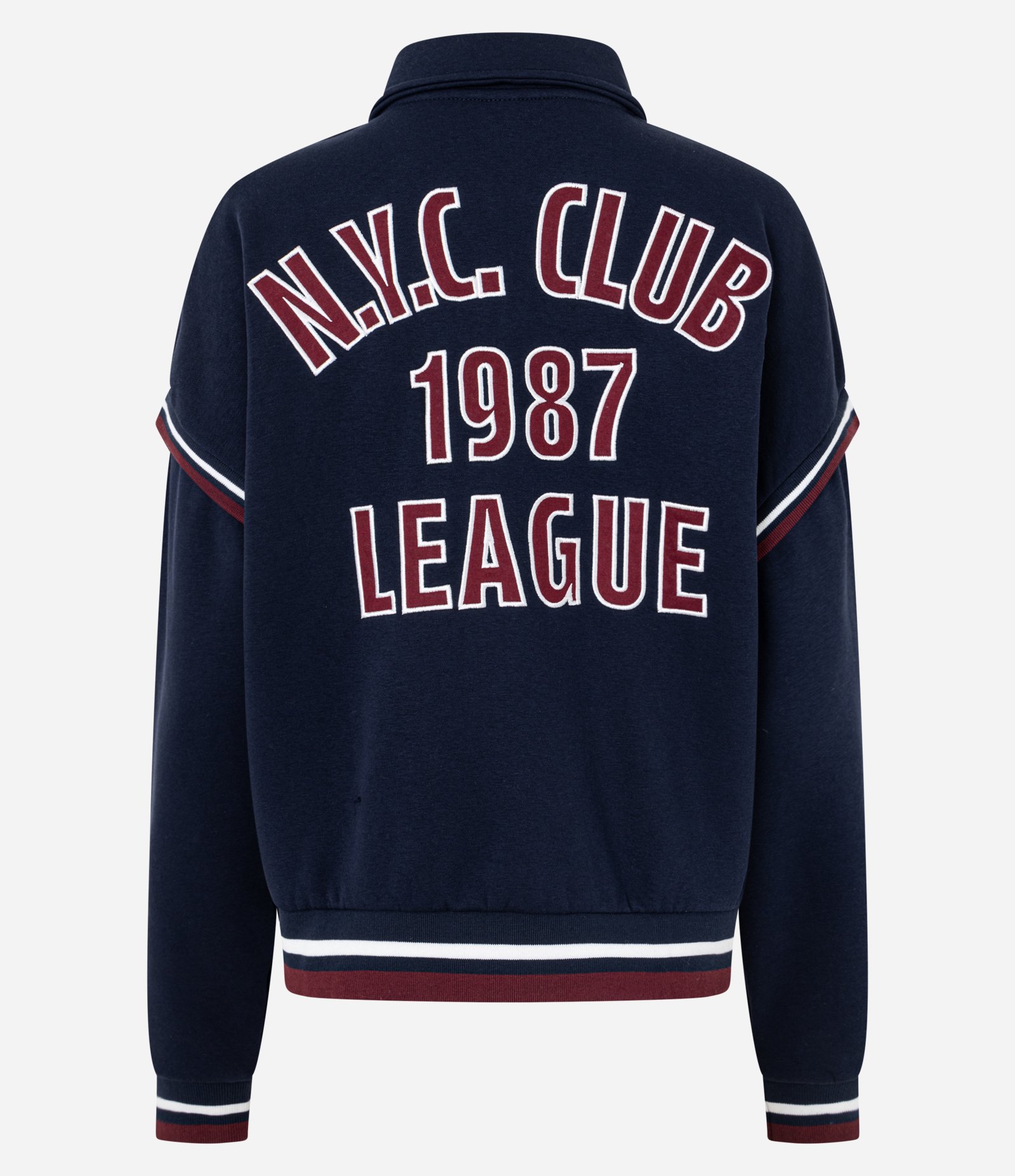 Jaqueta em Moletom com Felpa e Gola Colarinho College Nyc Club Azul 2