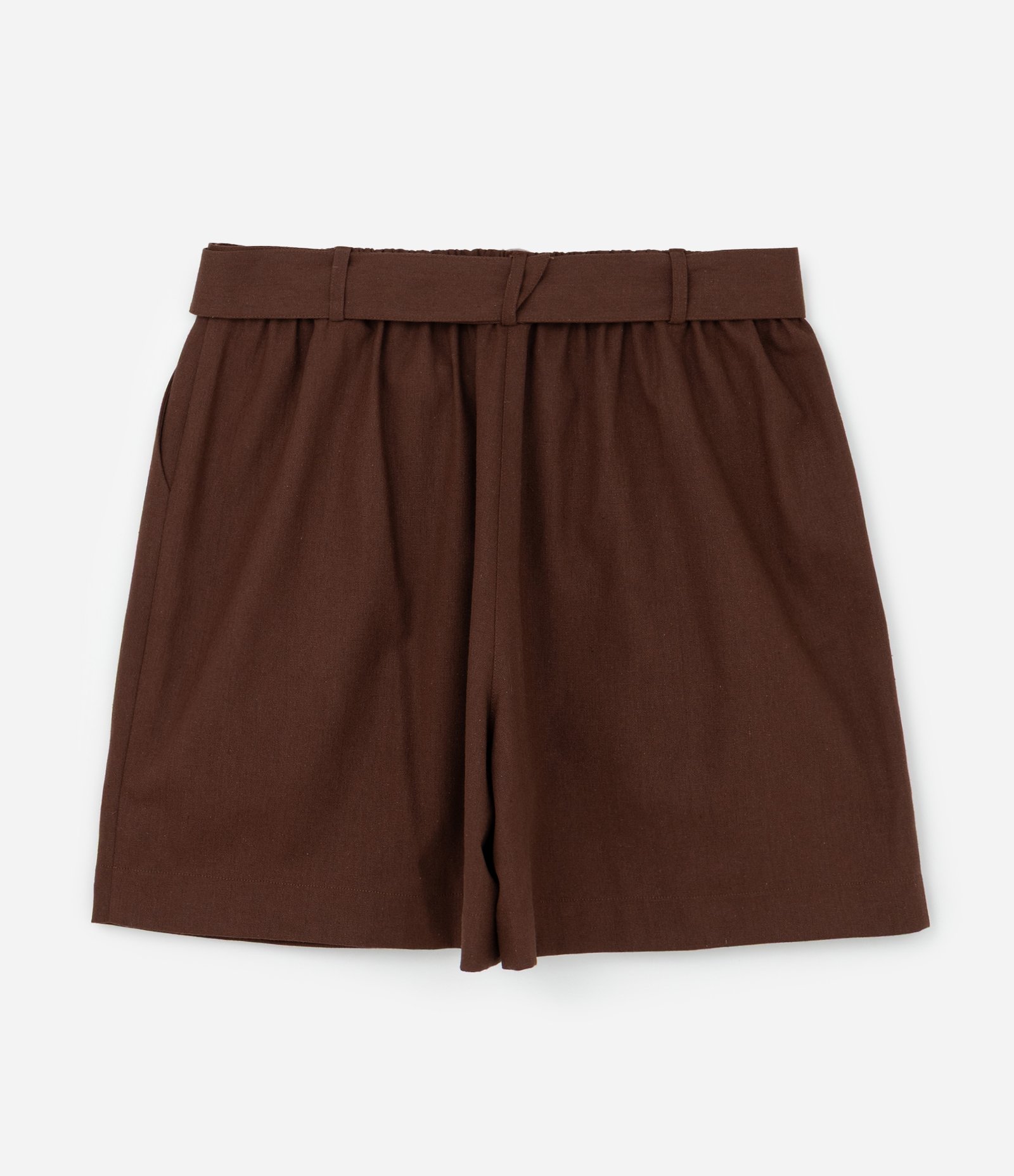 Bermuda em Viscolinho com Cinto e Fivela Orgânica Curve & Plus Size Marrom 2