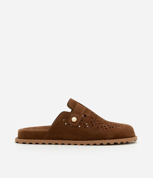 Sapatilha Sabot Mule com Efeito Camurça e Furinhos