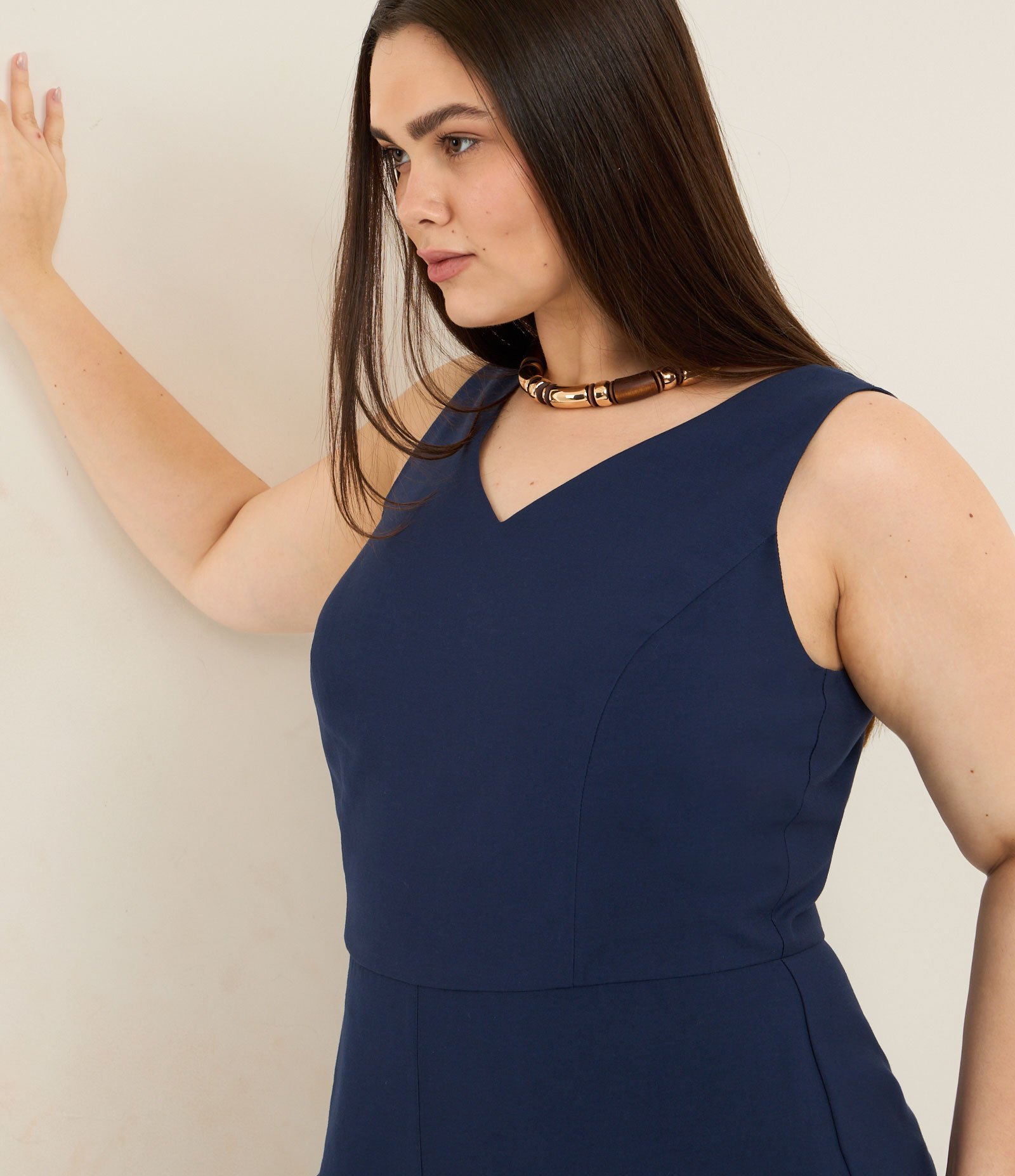 Macacão Pantalona Longo Alfaiatado Curve & Plus Size Azul 4