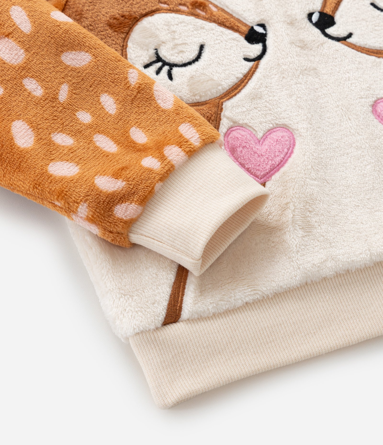 Pijama Infantil em Fleece com Animais Aplicados – Tam 1 a 4 Anos Caramelo/Bege 11