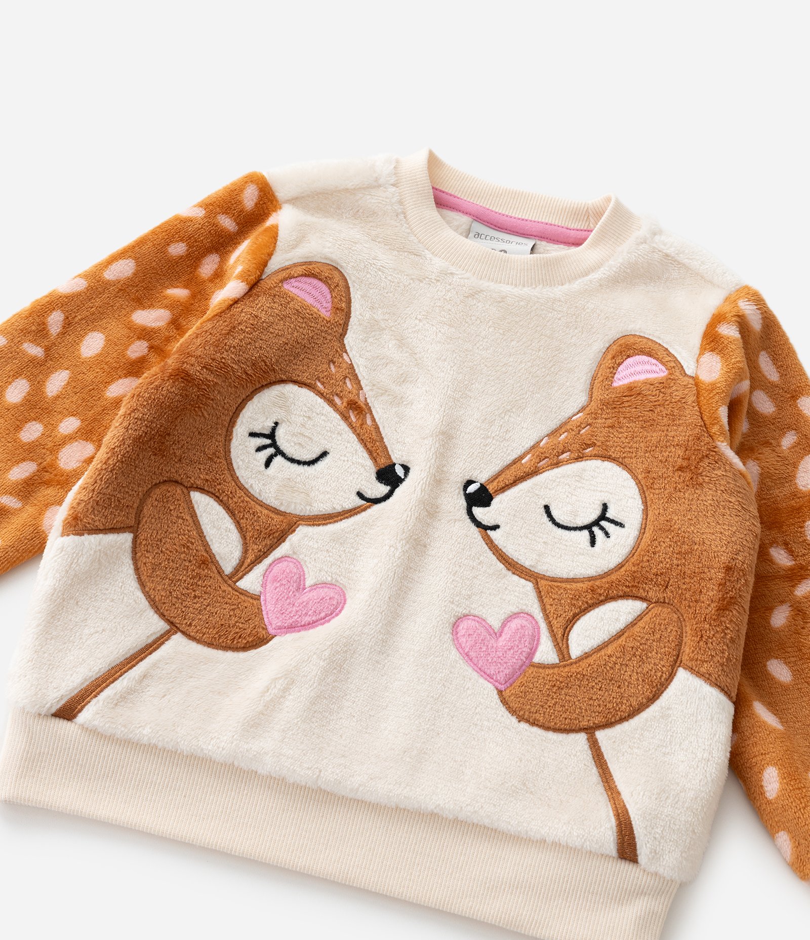Pijama Infantil em Fleece com Animais Aplicados – Tam 1 a 4 Anos Caramelo/Bege 12