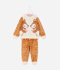 Pijama Infantil em Fleece com Animais Aplicados – Tam 1 a 4 Anos