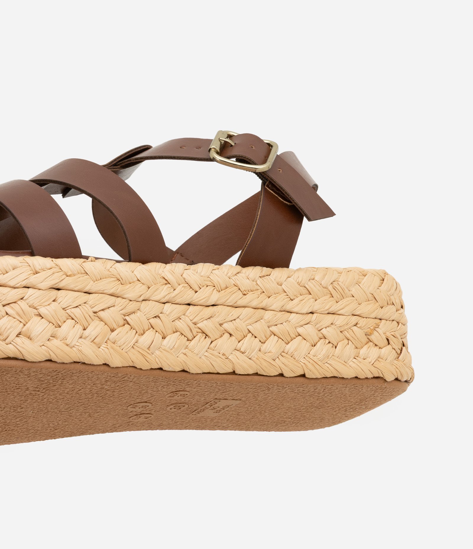 Sandália Flatform Fisherman com Salto Efeito Trança Marrom 3