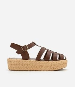 Sandália Flatform Fisherman com Salto Efeito Trança