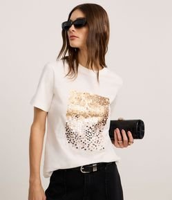 Blusa em Algodão com Bloco de Paetês