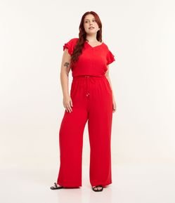 Calça Pantalona em Crepe com Cós Elástico Curve & Plus Size