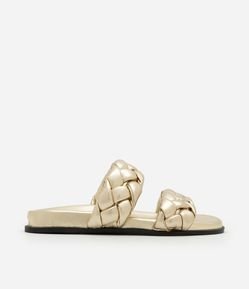 Sandália Rasteira Puffer com Tiras Trançadas