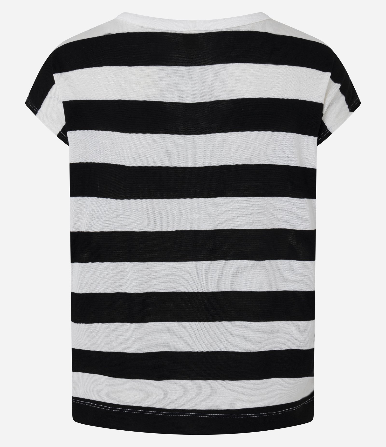 Blusa em Viscose com Listras Horizontais Largas Preto/Off White 6