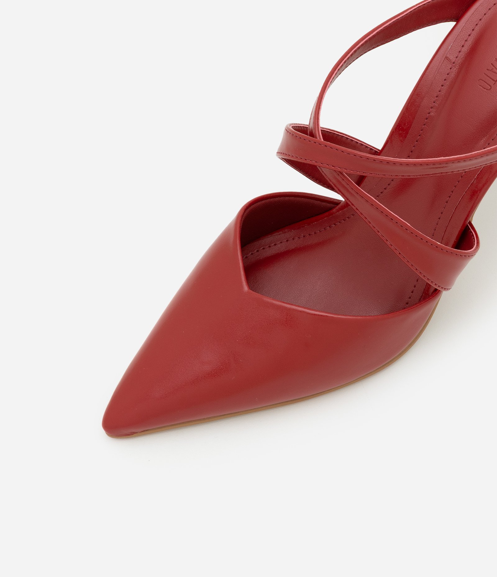 Sapato Mule com Tiras Cruzadas e Bico Fino Vermelho 4