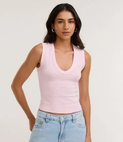 Blusa Básico em Ribana com Decote V