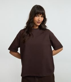 Camiseta Oversized em Algodão com Manga Dobrada