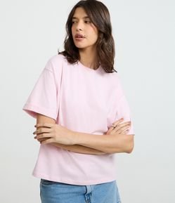 Camiseta Oversized em Algodão com Manga Dobrada