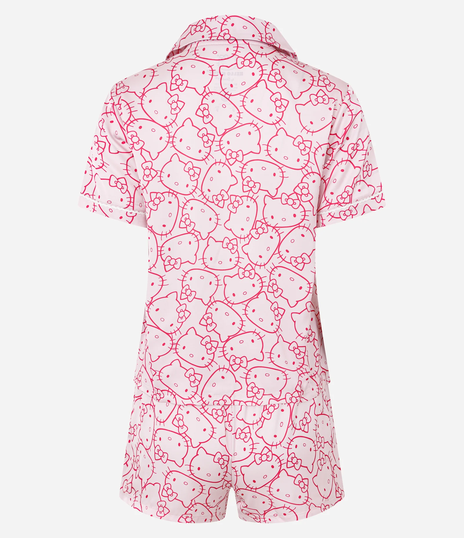 Pijama Americano em Cetim com Estampa Hello Kitty Rosa 2