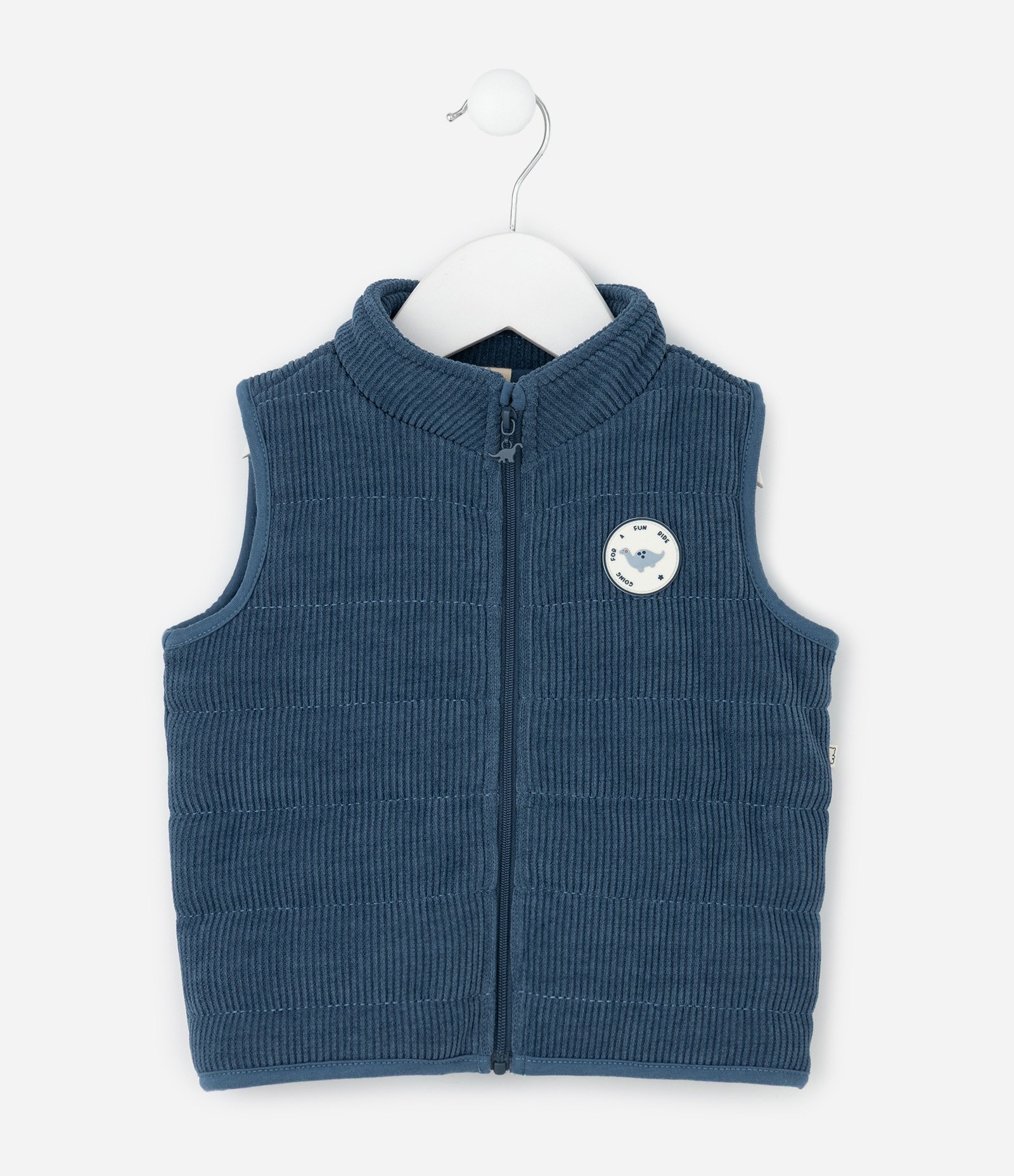 Colete Infantil em Veludo Canelado com Dinossauro – Tam 3 a 18 Meses Azul Marinho 1