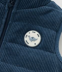 Colete Infantil em Veludo Canelado com Dinossauro – Tam 3 a 18 Meses