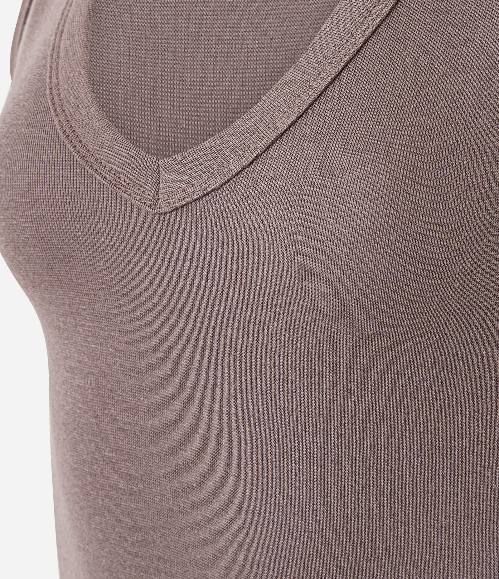 Blusa Básico em Ribana com Decote V Marrom Médio 2