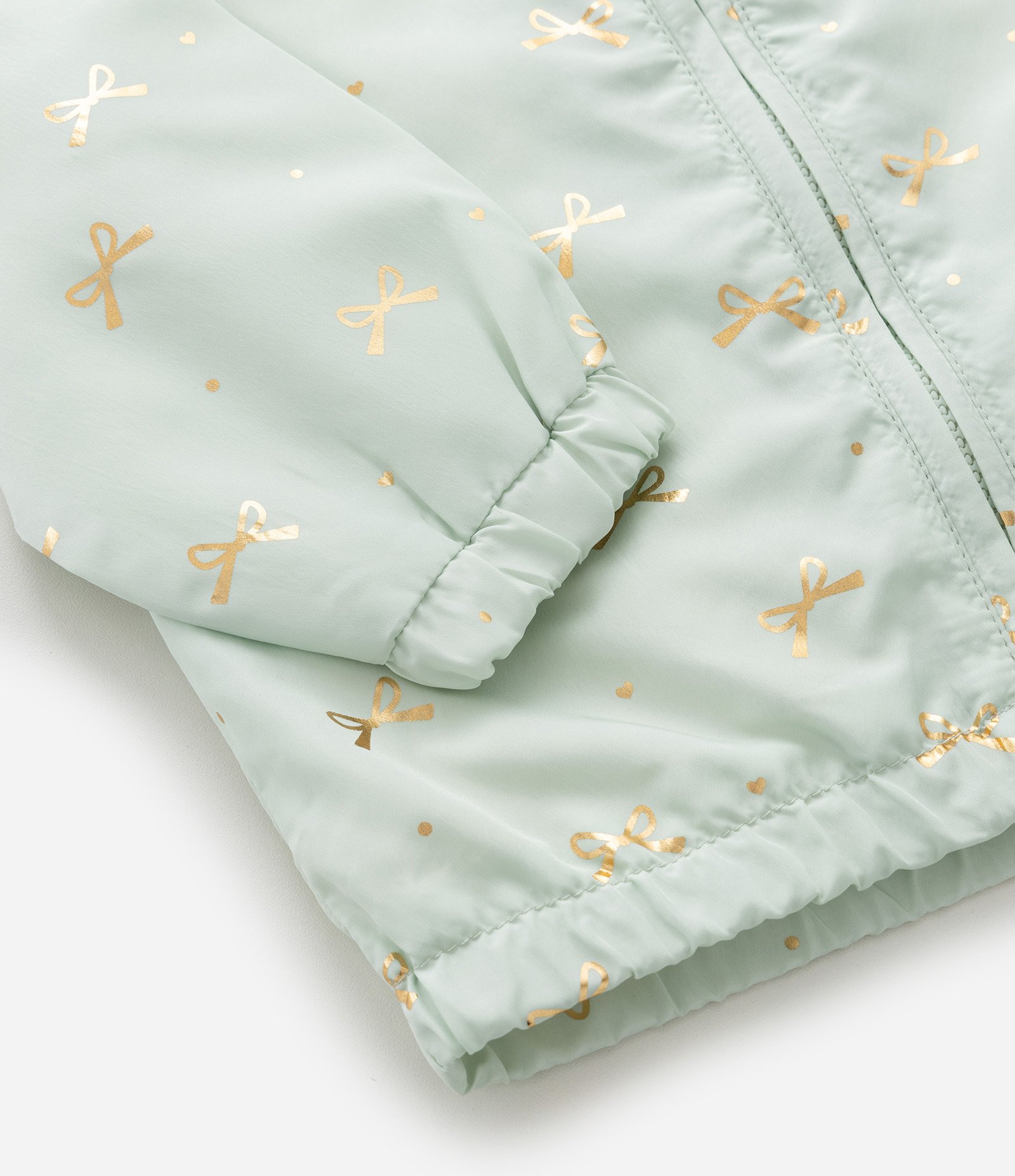 Jaqueta Infantil Corta Vento com Estampa de Laços – Tam 0 a 18 Meses Verde Menta 5