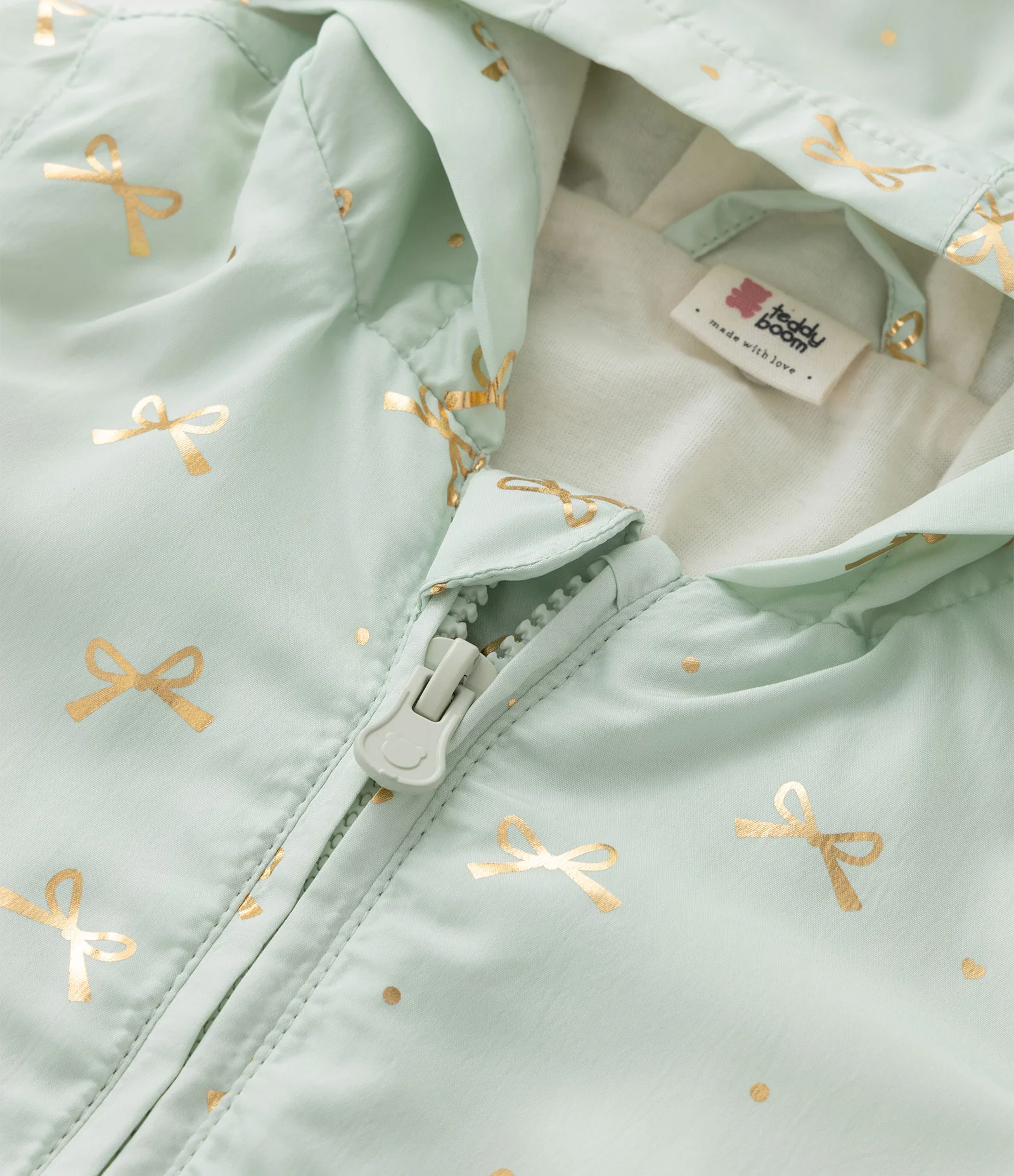 Jaqueta Infantil Corta Vento com Estampa de Laços – Tam 0 a 18 Meses Verde Menta 6