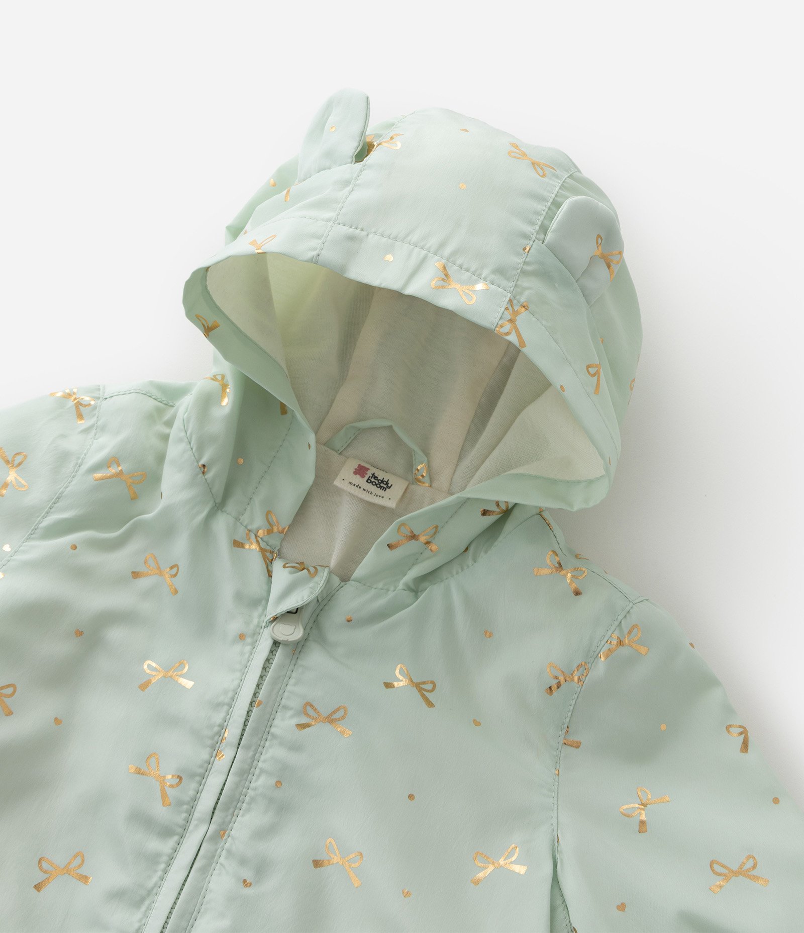 Jaqueta Infantil Corta Vento com Estampa de Laços – Tam 0 a 18 Meses Verde Menta 8