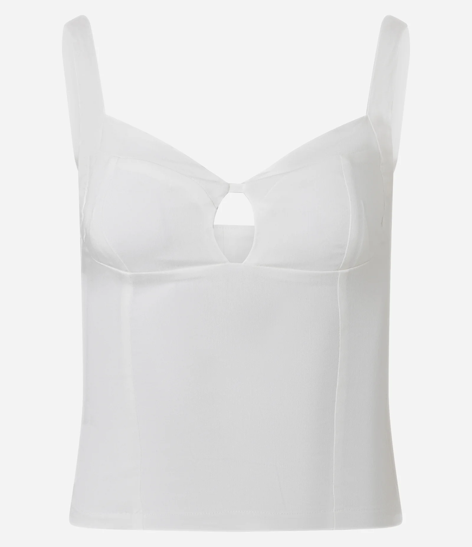 Blusa de Alça em Bengaline com Vazado no Decote Coração Off White 4