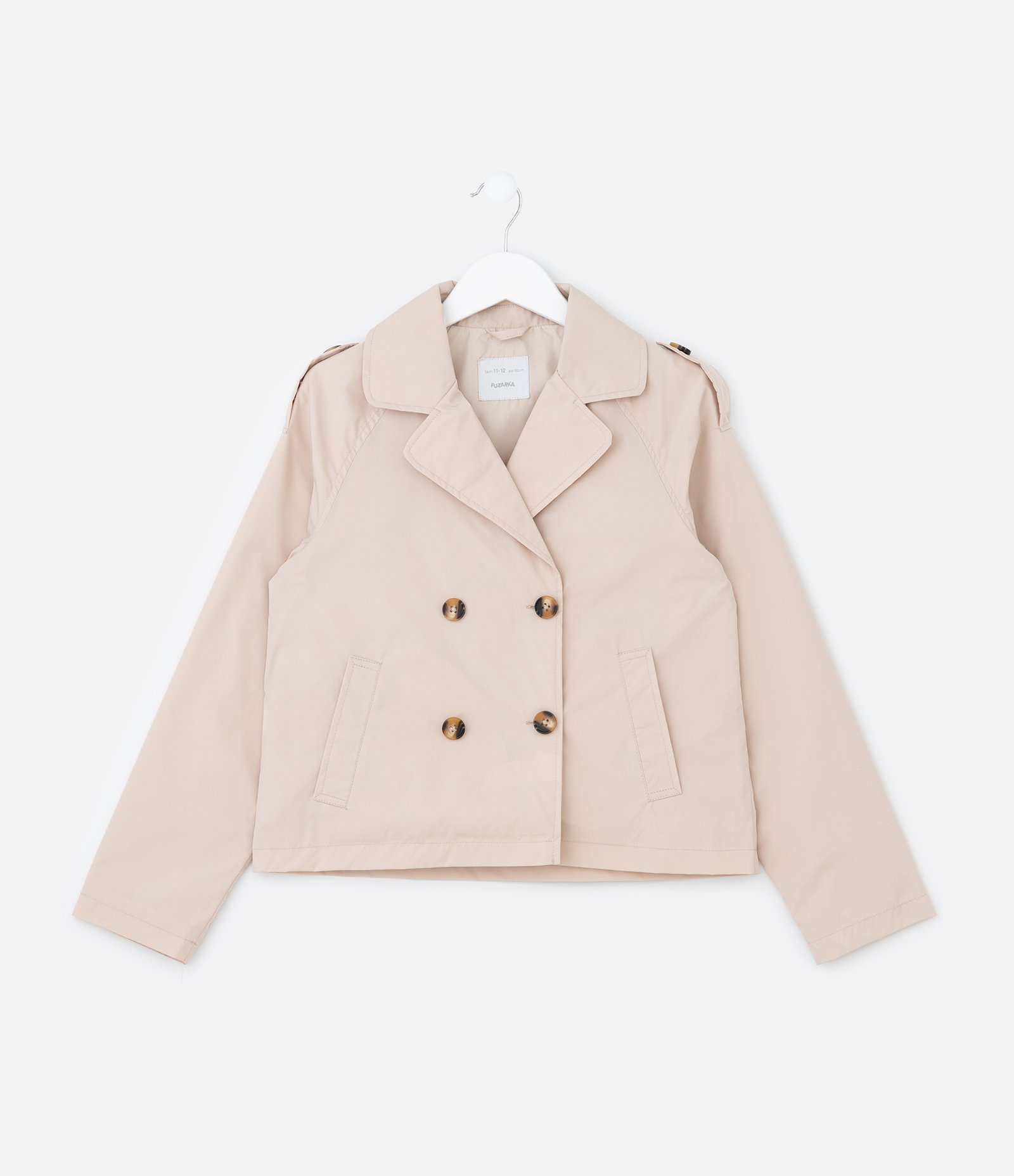 Jaqueta Infantil em Alfaiataria com Botões Frontais – Tam 5 a 14 Anos Bege Claro 1