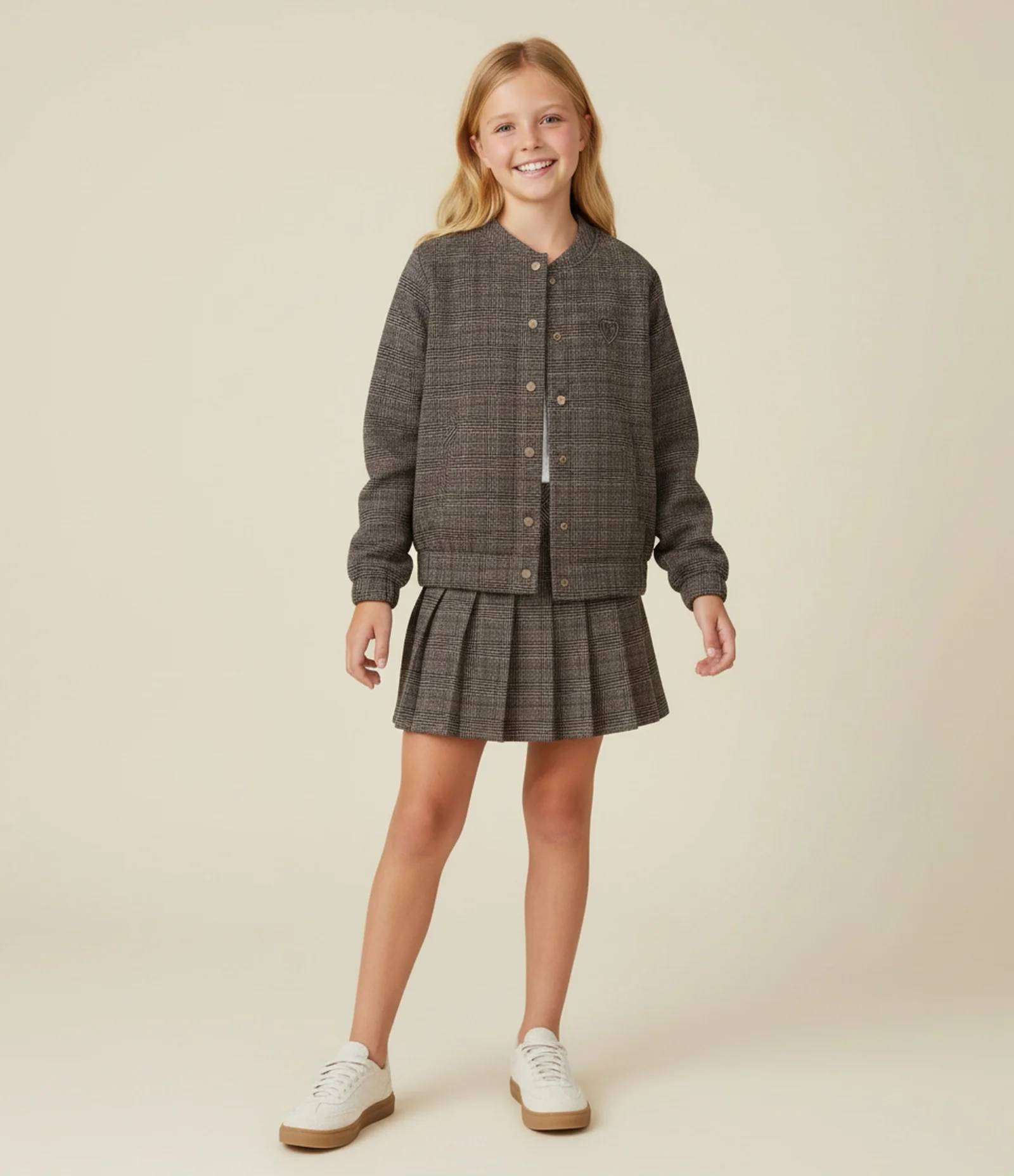 Jaqueta Infantil Bomber em Oxford Xadrez – Tam 5 a 14 Anos Marrom 1