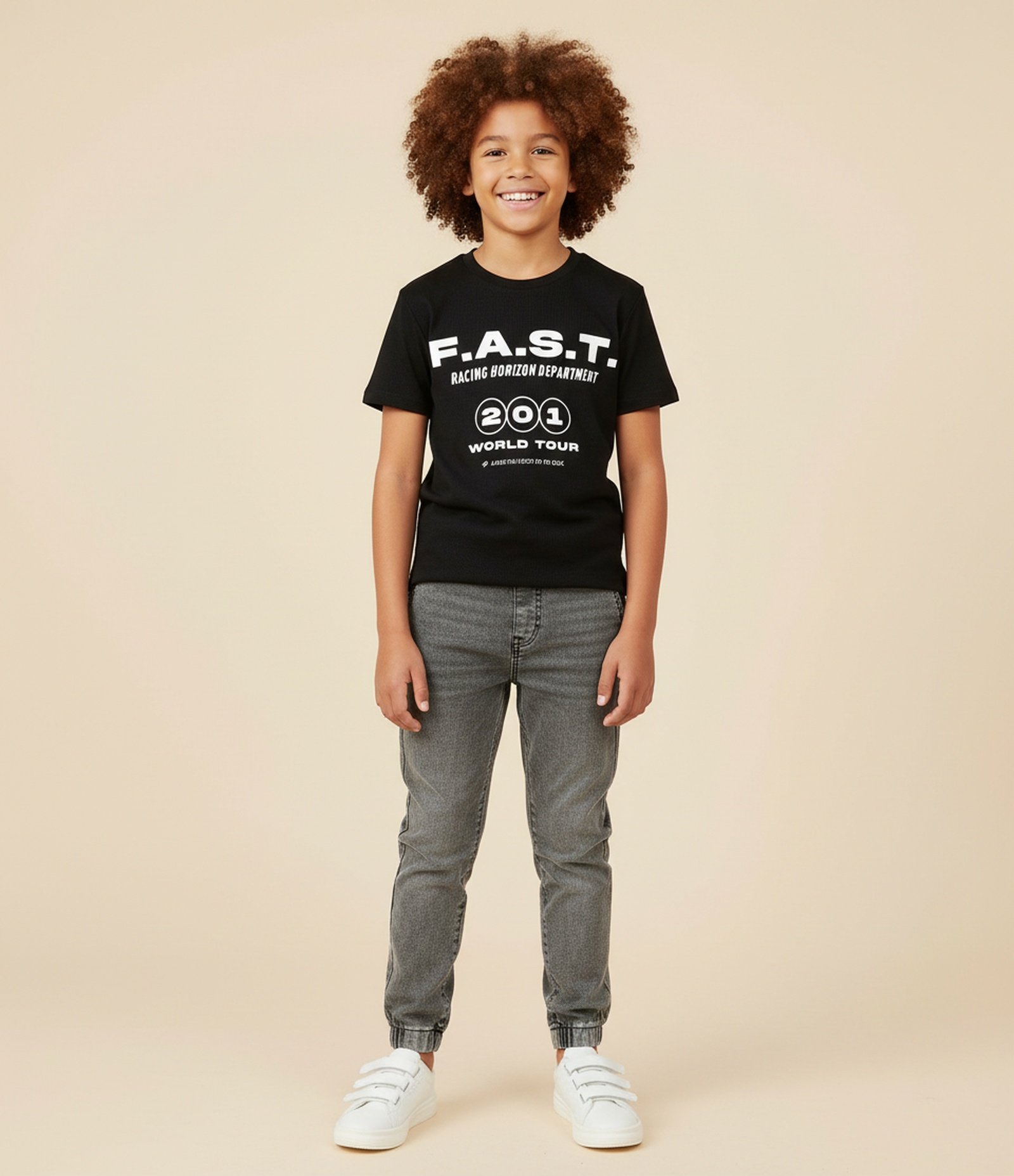 Camiseta Infantil Regular F.A.S.T. Texturizada - Tam 5 a 14 Anos Preto 1