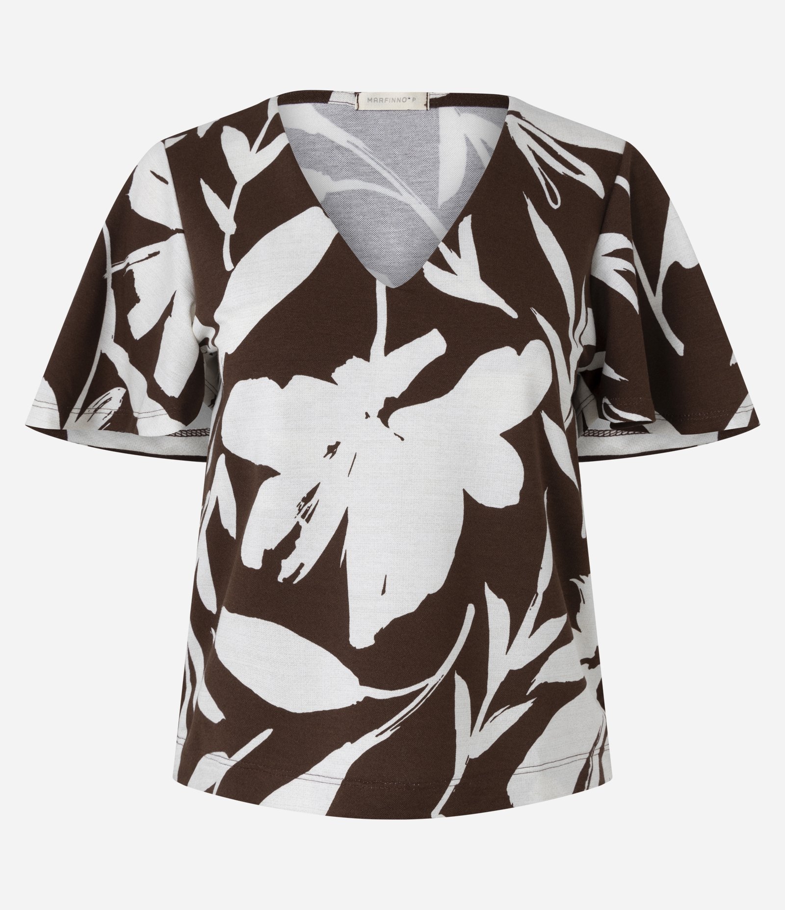 Blusa Alfaiatada em Viscose com Estampa Floral Marrom/Braco 5