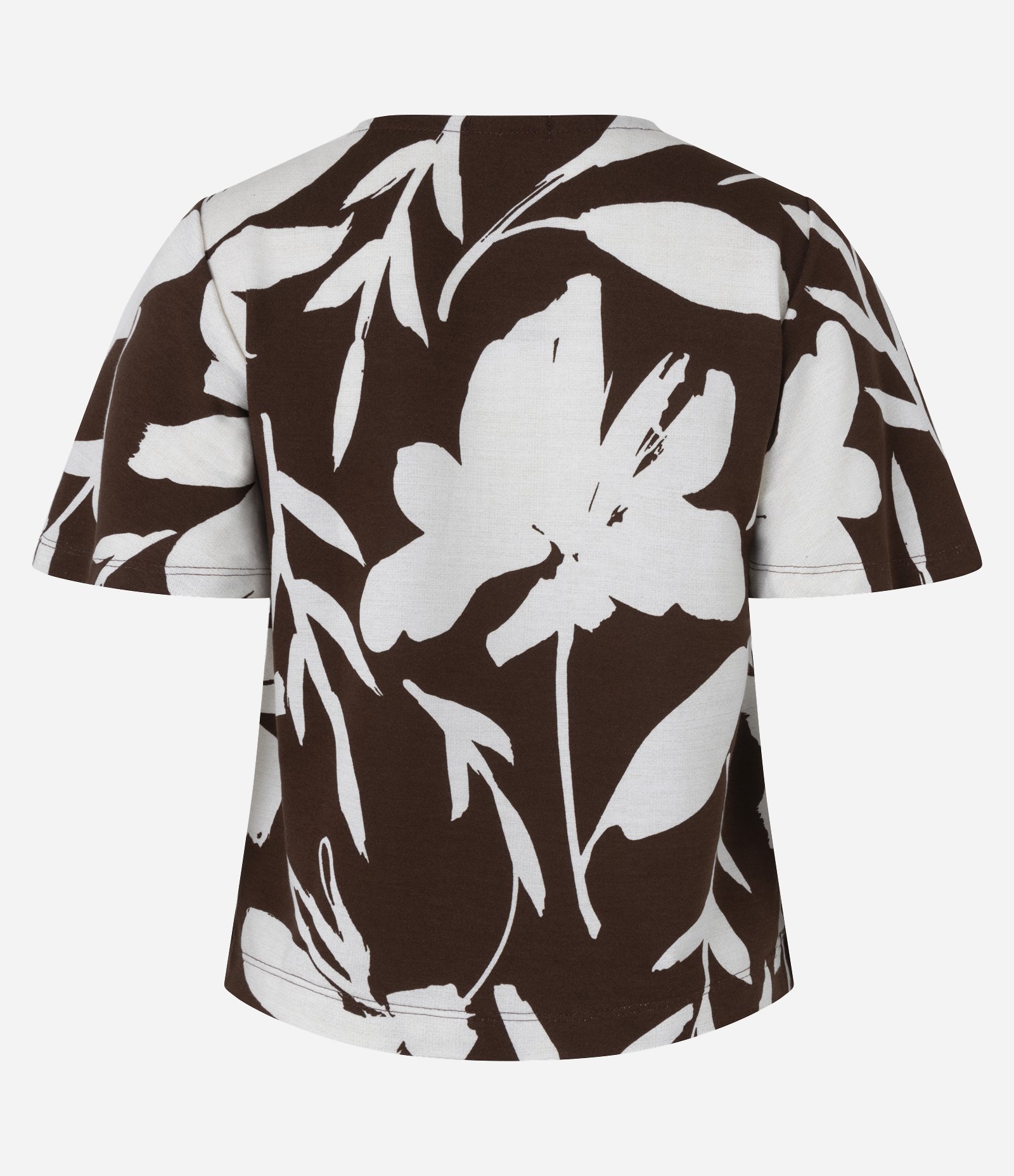 Blusa Alfaiatada em Viscose com Estampa Floral Marrom/Braco 7