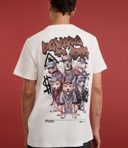 Camiseta Comfort em Algodão com Estampa Gangue de Vira Latas