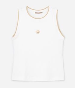 Blusa Regata em Ribana com Bordado de Concha Curve & Plus Size