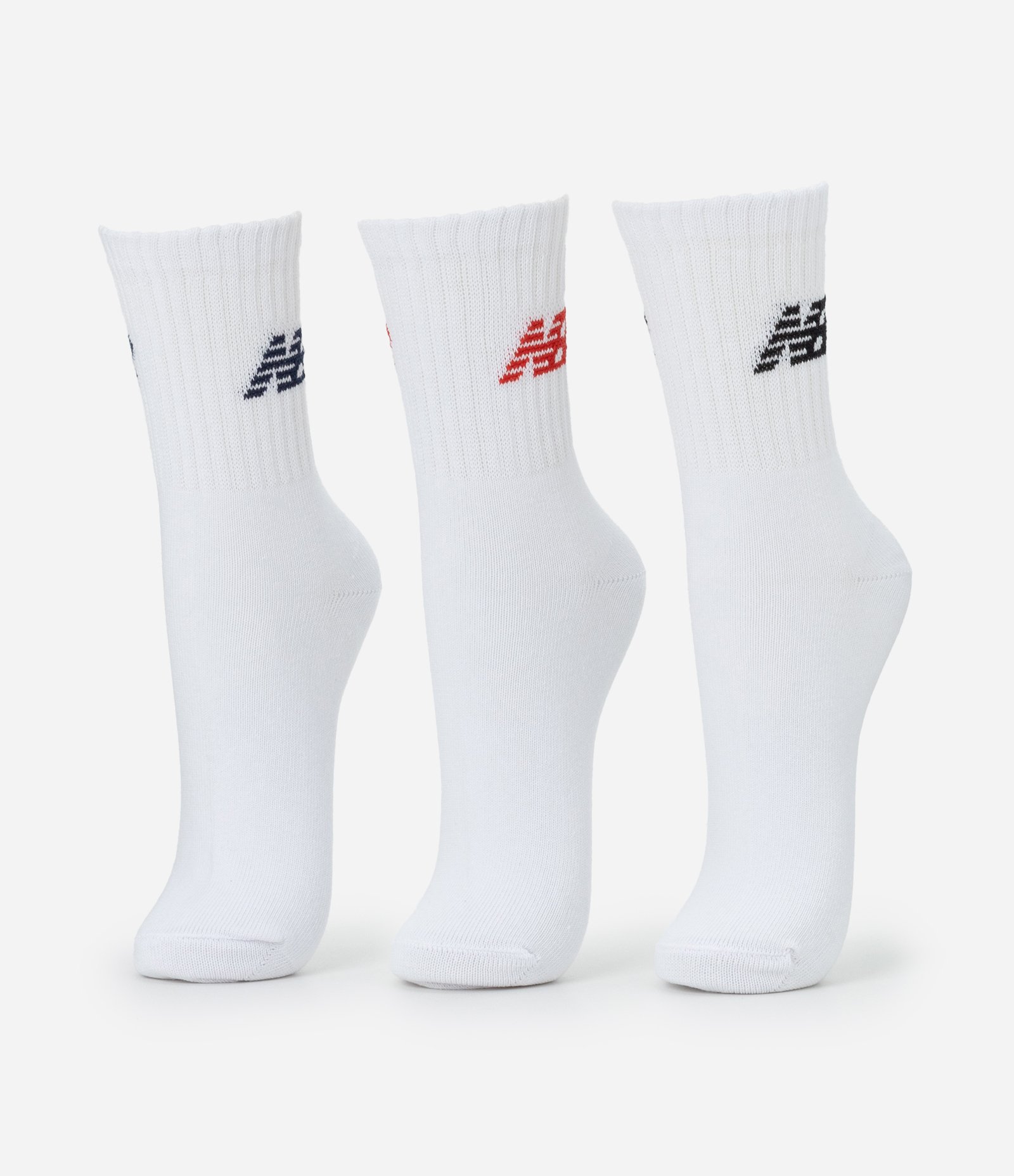 Kit 03 Meias Cano Médio Esportivas em Algodão New Balance Branco 1