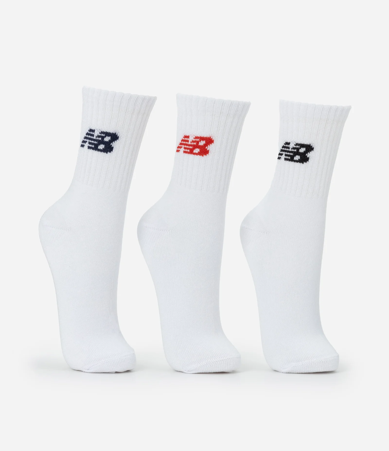 Kit 03 Meias Cano Médio Esportivas em Algodão New Balance Branco 2