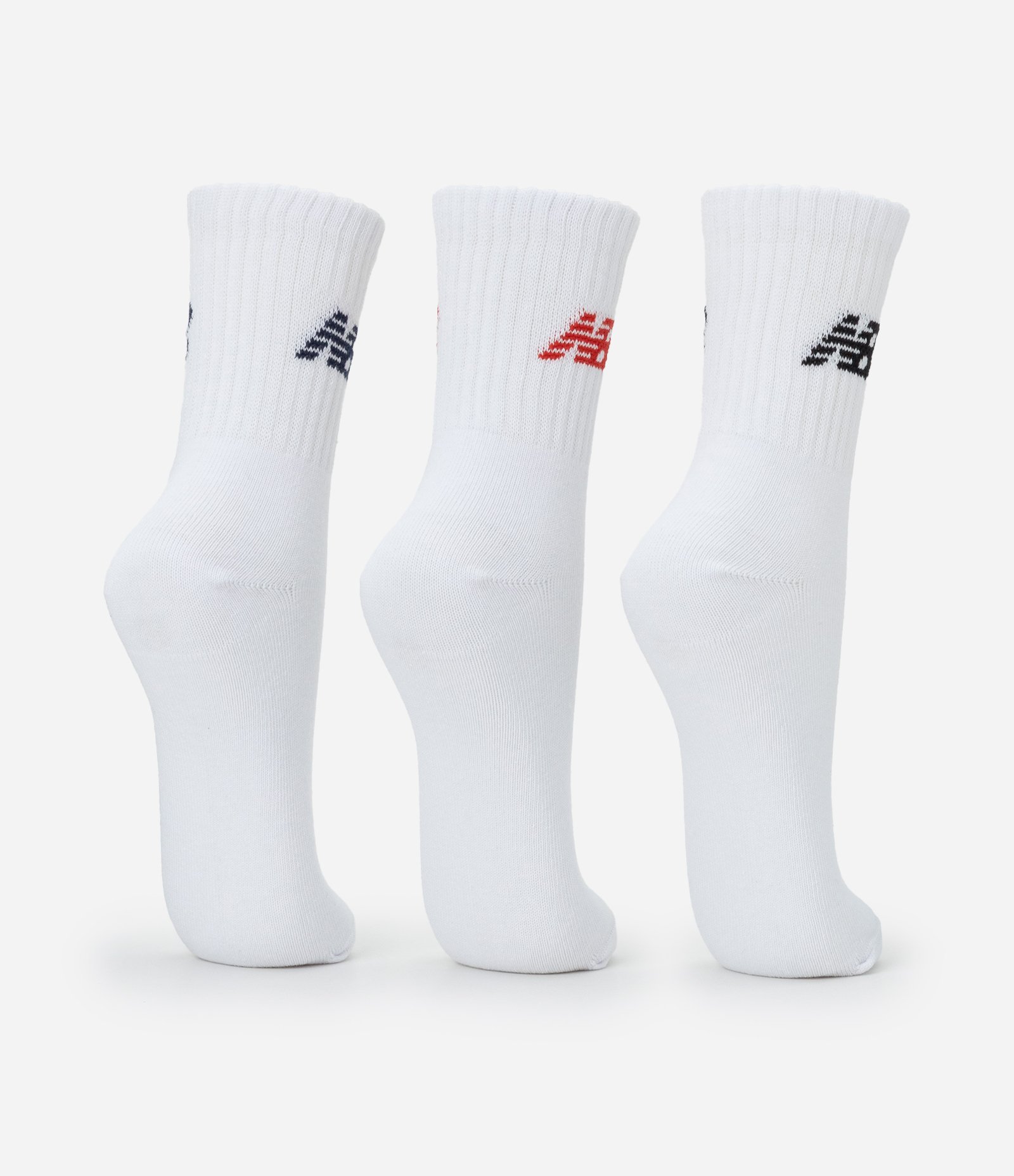 Kit 03 Meias Cano Médio Esportivas em Algodão New Balance Branco 3