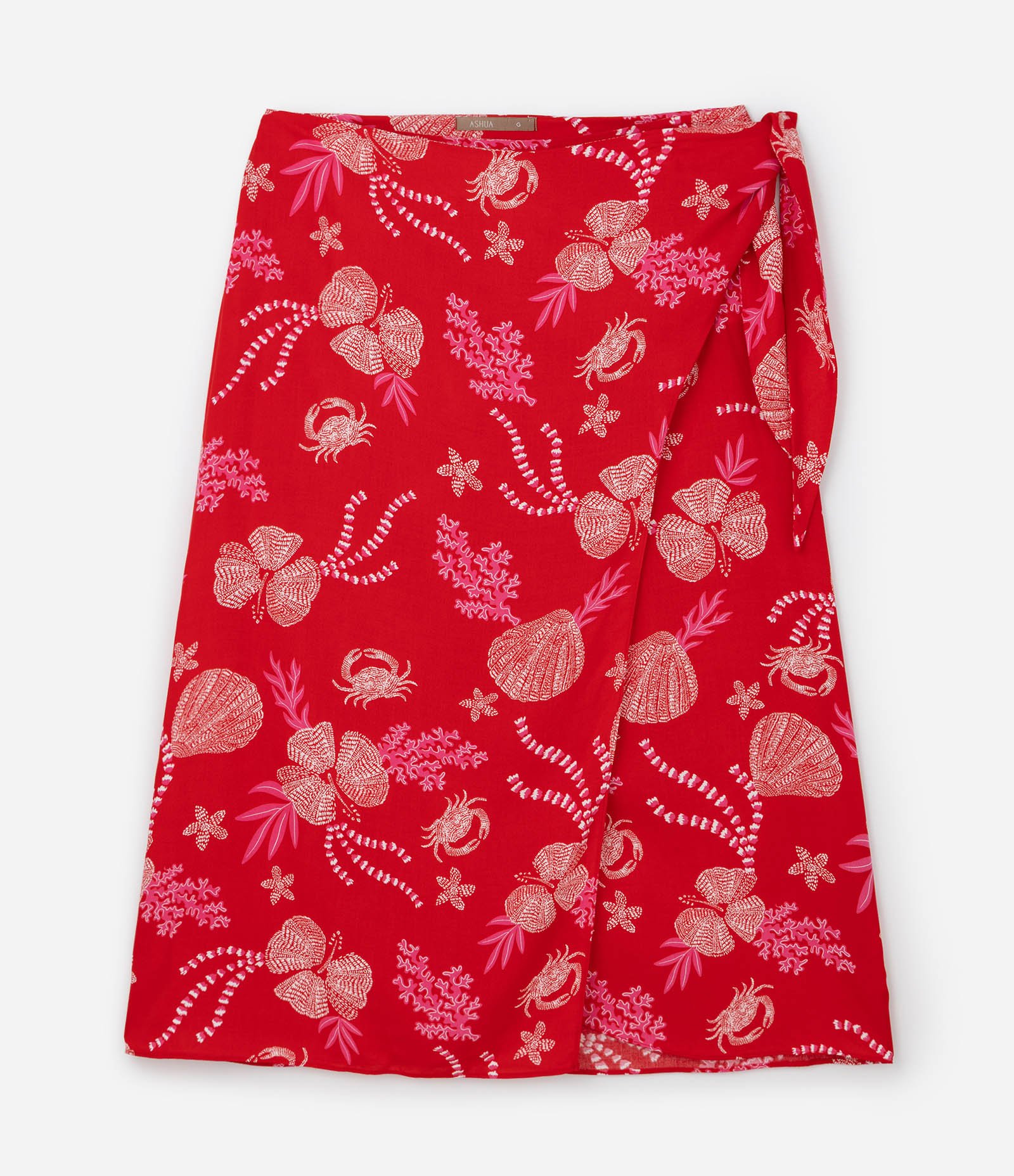 Saia Midi em Viscose com Estampa Floral Curve & Plus Size Vermelho 1