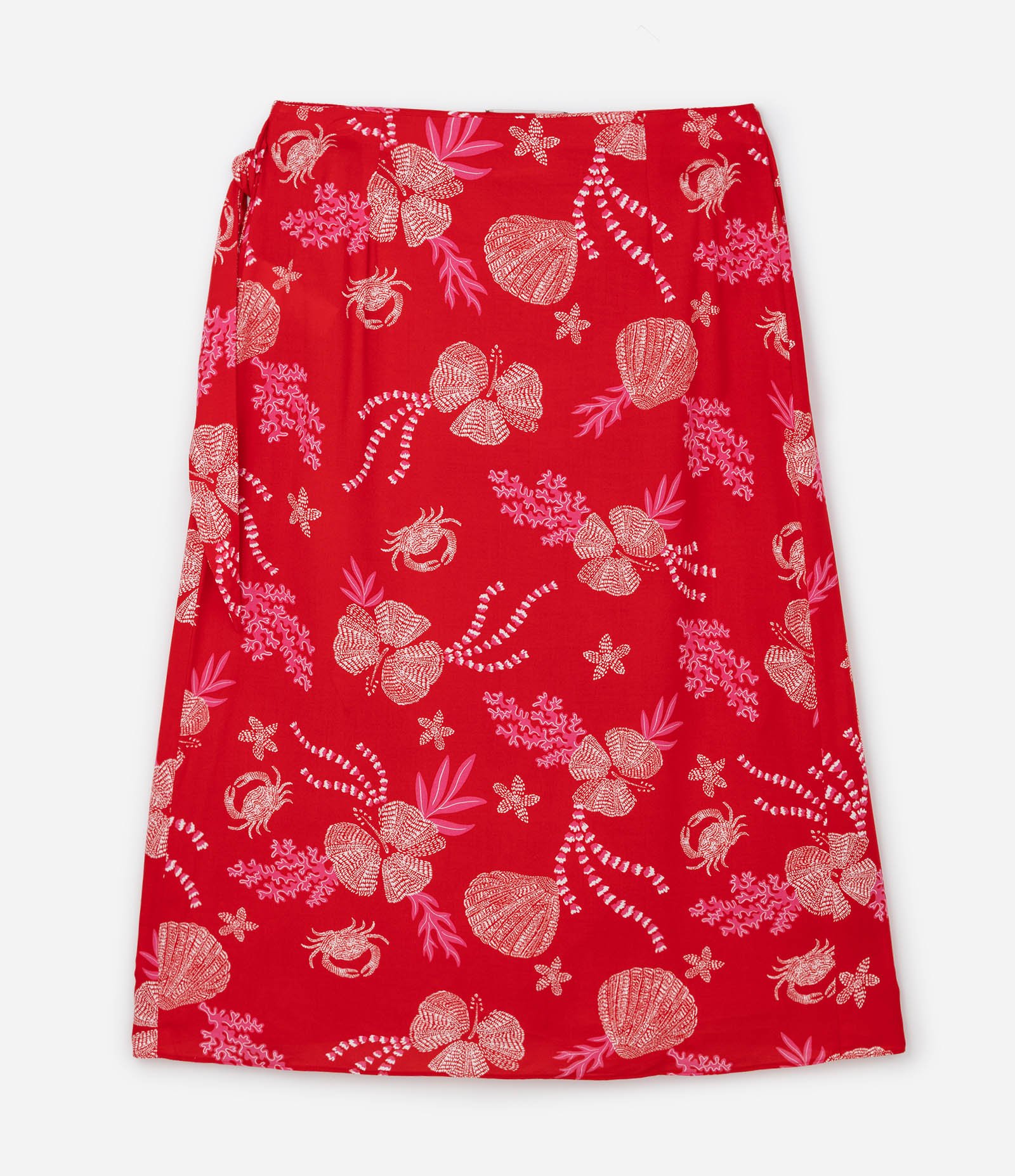 Saia Midi em Viscose com Estampa Floral Curve & Plus Size Vermelho 2