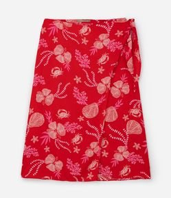 Saia Midi em Viscose com Estampa Floral Curve & Plus Size