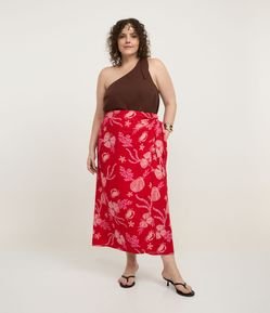 Saia Midi em Viscose com Estampa Floral Curve & Plus Size
