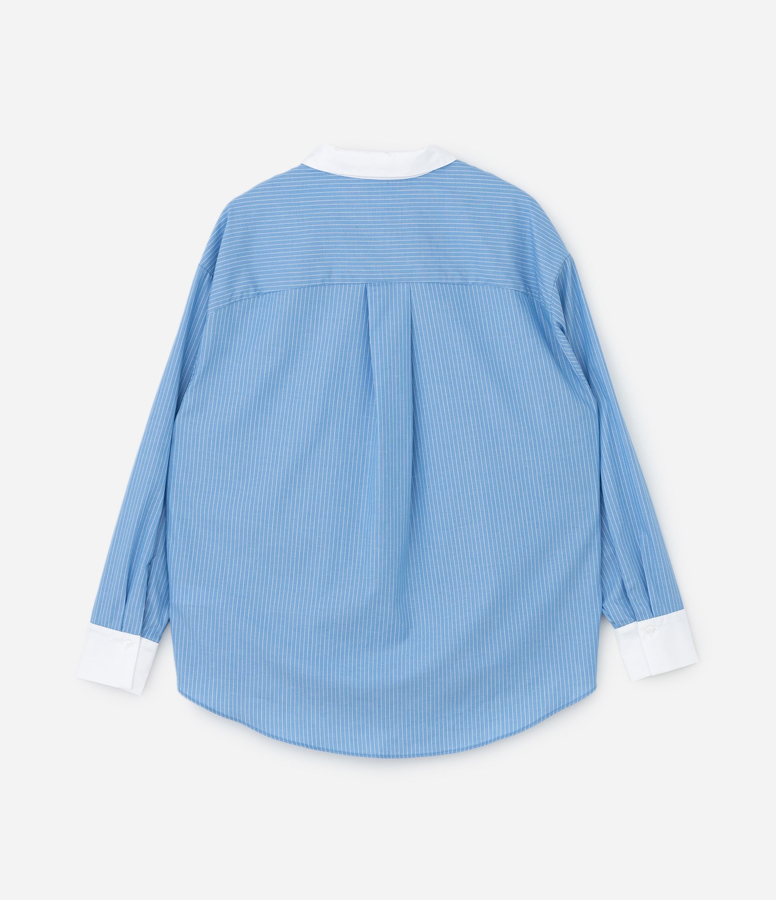 Camisa Manga Longa Listrada com Gola e Punhos Contrastantes Curve & Plus Size Azul 2