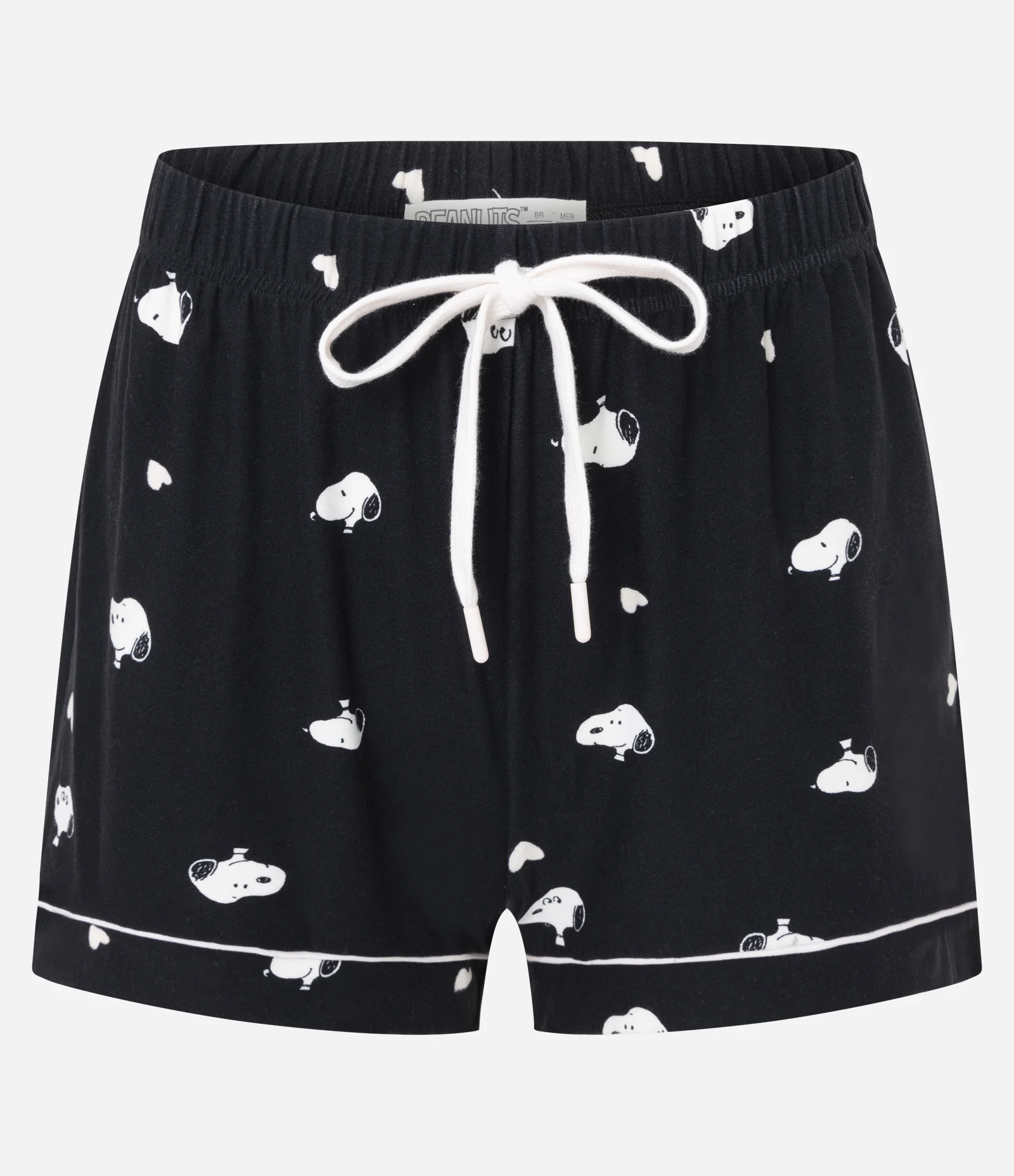 Short de Pijama com Estampa Snoopy e Cós Elástico Preto 1